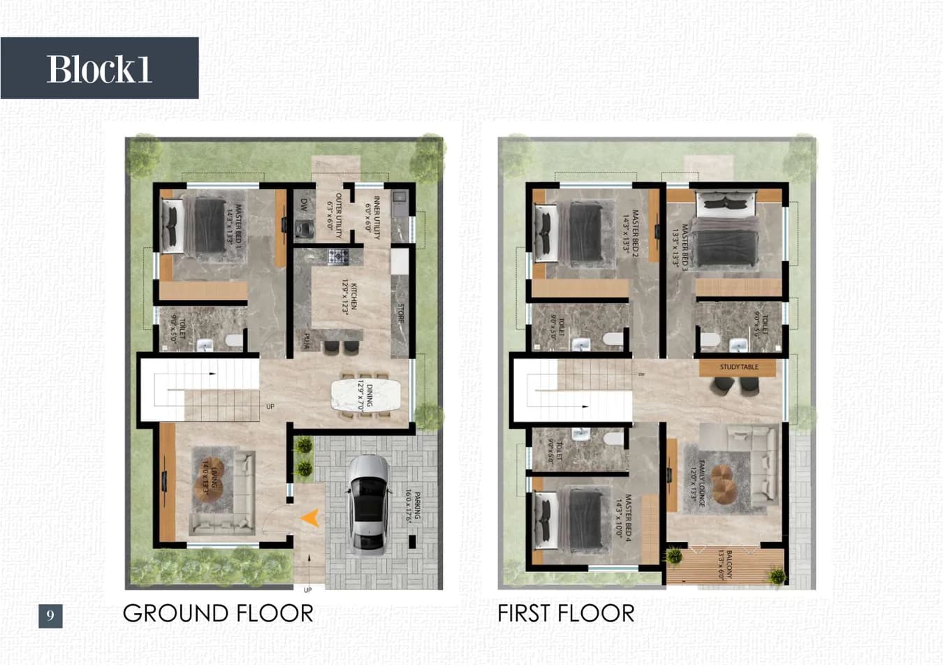 Ayana floor plan sheet 1 from builder brochure